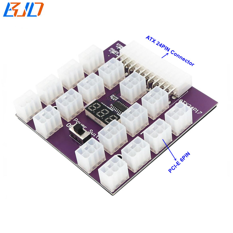 17 * PCI-E 6Pin Connector to ATX 24PIN Power Supply Breakout Board Support Max 800W PSU for Graphics Card