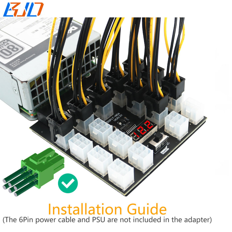 17 x ATX PCI-E 6Pin Connector Server Power Supply PSU Breakout Board for DELL 2000W D2000E-S0 DPS-2000EB A Z2000E-S1 0J5WMG