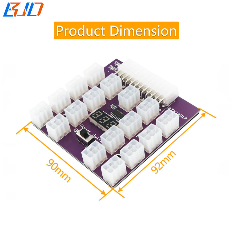 17 * PCI-E 6Pin Connector to ATX 24PIN Power Supply Breakout Board Support Max 800W PSU for Graphics Card