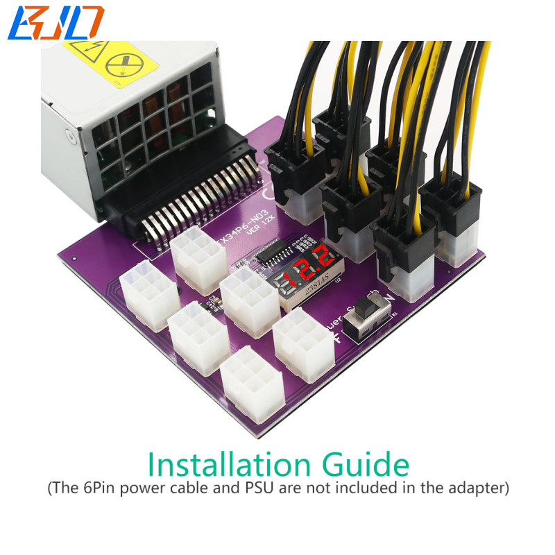 12 * PCI-E 6Pin 12V Server Power Supply Breakout Board For 7001484-J1000 PSU
