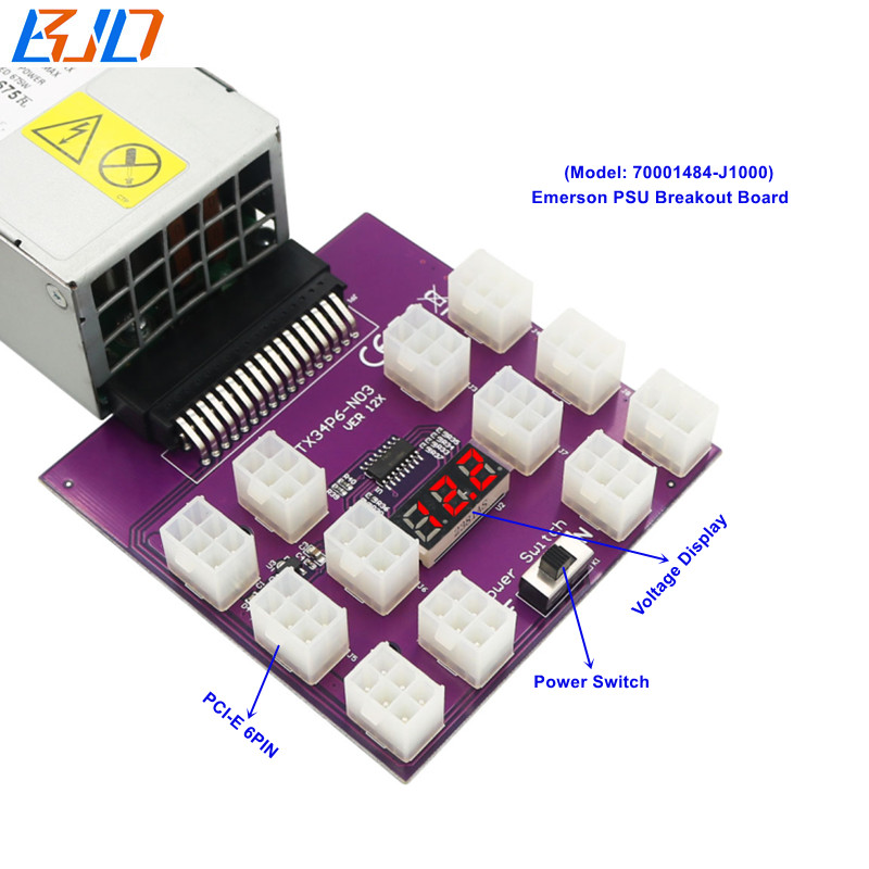 12 * PCI-E 6Pin 12V Server Power Supply Breakout Board For 7001484-J1000 PSU