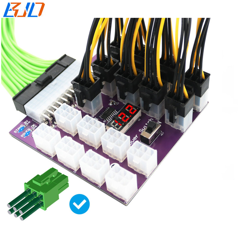 17 * PCI-E 6Pin Connector to ATX 24PIN Power Supply Breakout Board Support Max 800W PSU for Graphics Card
