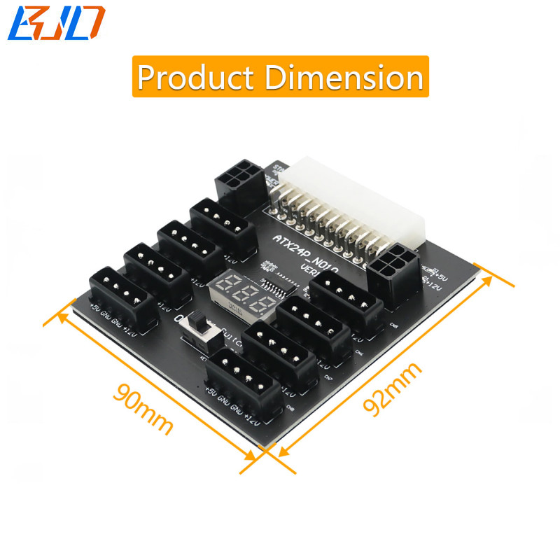 ATX 24PIN to 8 * IDE Molex 4Pin & 2 x PCIe 6Pin Connector PSU Breakout Board Max 800W Power Supply. for CHIA Device
