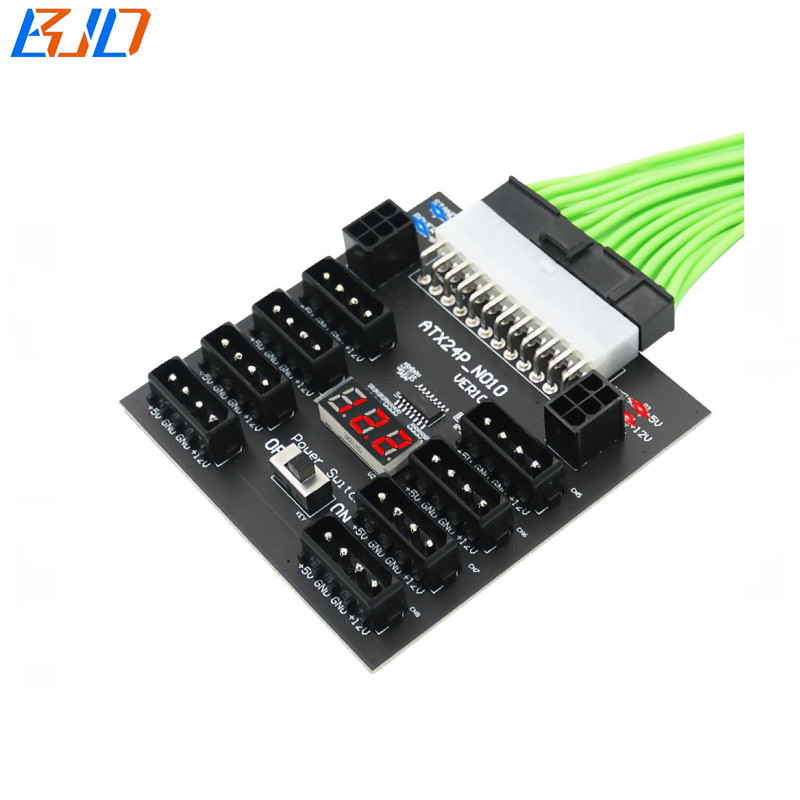 ATX 24PIN to 8 * IDE Molex 4Pin & 2 x PCIe 6Pin Connector PSU Breakout Board Max 800W Power Supply. for CHIA Device