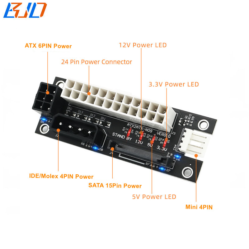 Multiple Power Supply Synchronous PSU Adapter Sync Starter Extender ATX 24PIN Molex SATA PCI-E 6Pin Small 4Pin Connector