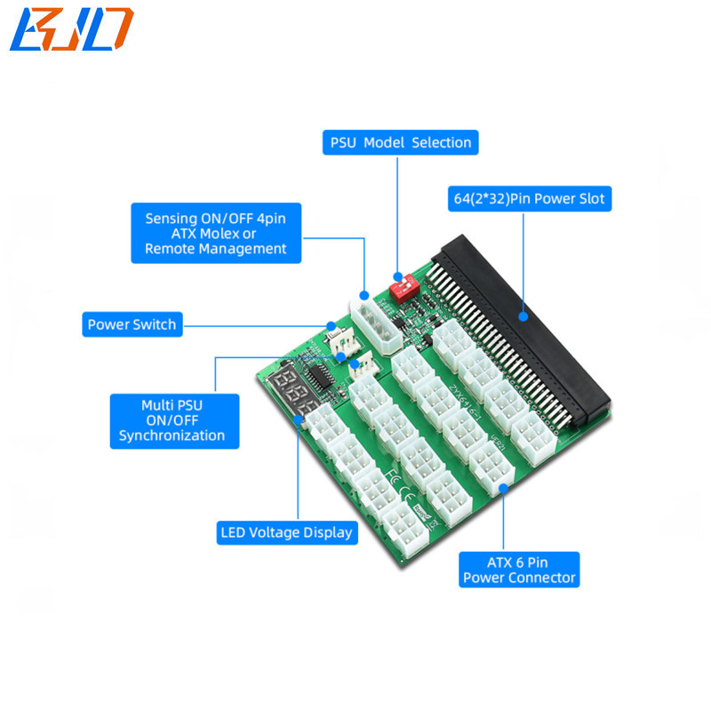 16 * ATX 6Pin 12V Power Supply Breakout Board with Synchronization and Remote Management For HP LITEON Delta FUJITSU Server PSU