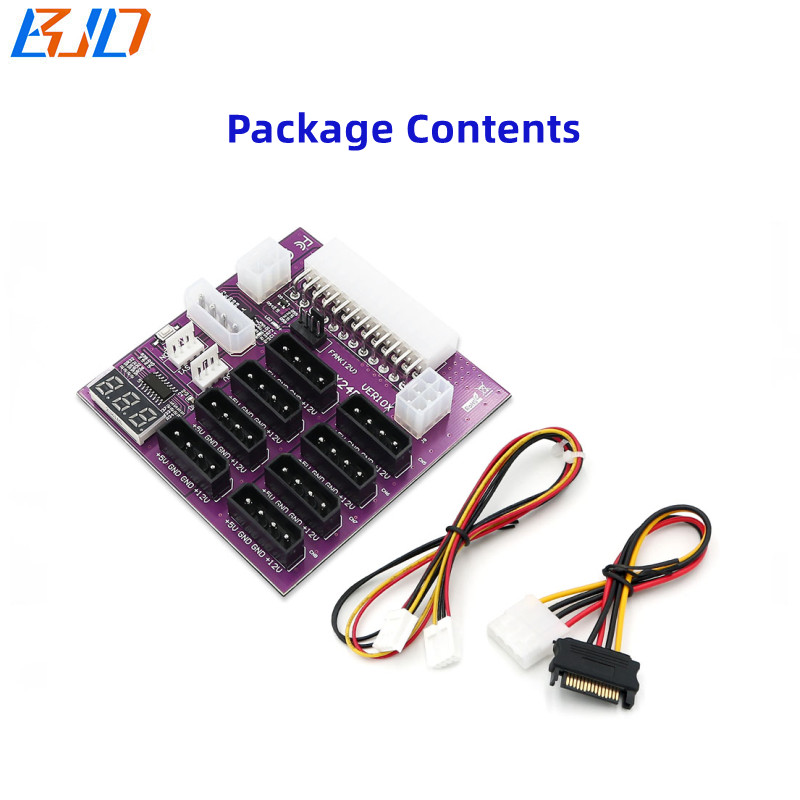 ATX 24Pin 24-Pin Power Supply Breakout Board Synchronization With 8 IDE Molex 4Pin and 2 ATX 6Pin Power Connector for CHIA Hard Disk