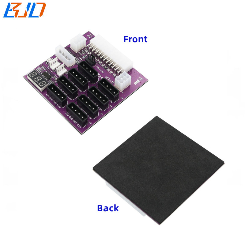 ATX 24Pin 24-Pin Power Supply Breakout Board Synchronization With 8 IDE Molex 4Pin and 2 ATX 6Pin Power Connector for CHIA Hard Disk