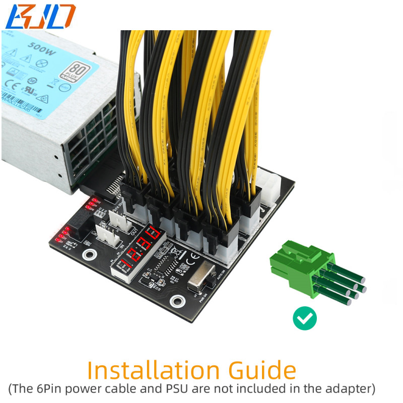 12 Ports ATX 6Pin 6-PIN Server Power Supply Breakout Board Synchronization For HP 500W 800W 1400W 1600W 1800W 2200W PSU