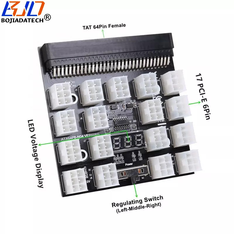 17 * PCI-E 6Pin 12V Connector Power Supply Breakout Board with LED Voltage Display for 1200W 1000W 750W HP DELL Server PSU