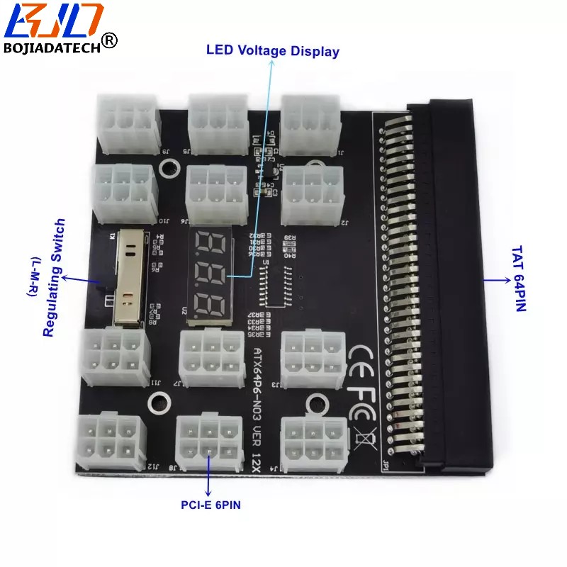 12 PCI-E 6pin Connectors 1200W 1000W 750W Server PSU Breakout Board for HP DPS-800GB DPS-1200FB DPS-750RB DPS-850GB