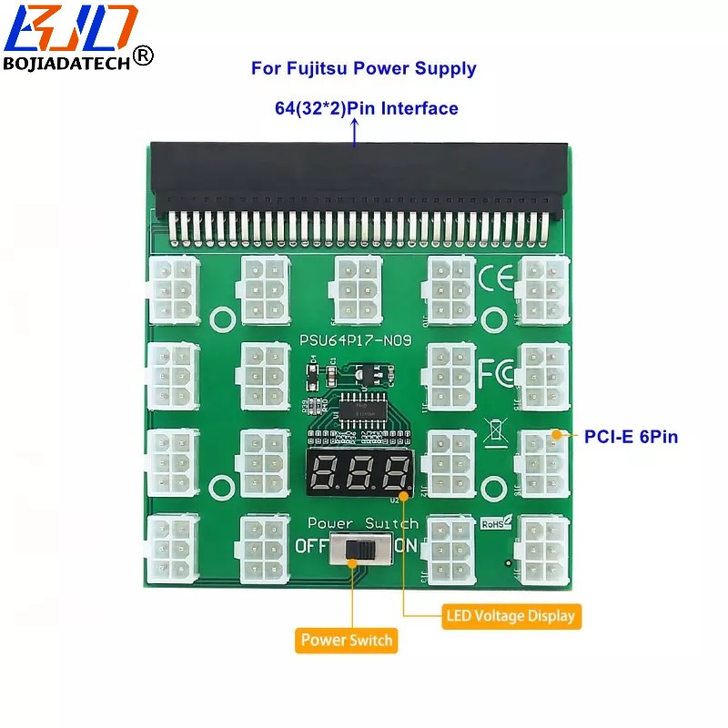 17 6Pin ATX PCIe Connector Power Supply Breakout Board Adapter For Fujitsu Server PSU DPS-800GB-5 A / DPS-800GB-3 A
