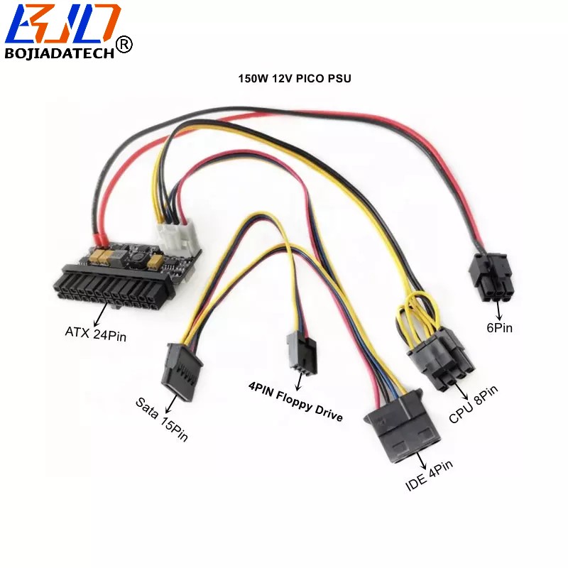 150W Output 12V Input 24pin ATX Power Supply Pico PSU Module Direct Plug 6Pin Male Connector