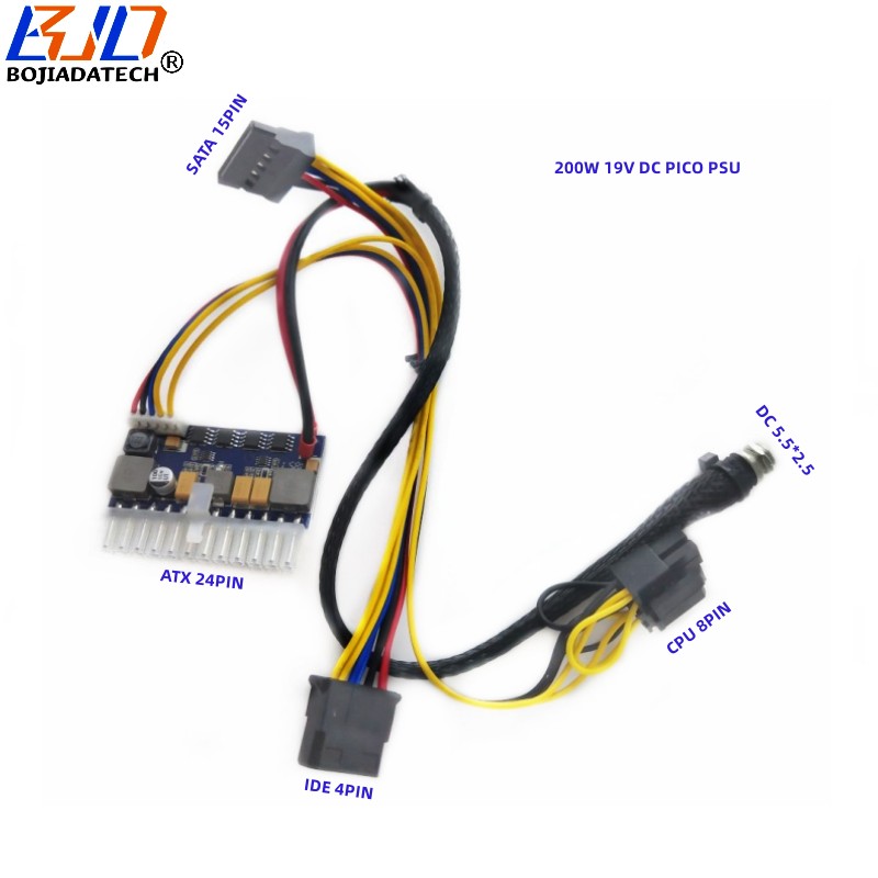 200W 19V ATX 24Pin Pico Power Supply PSU Module 5.5*2.5MM DC Connector for Mini ITX PC Computer