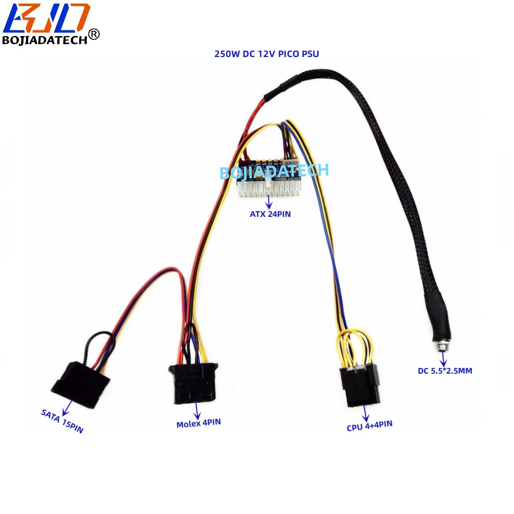 250W 12V 24pin ATX Pico PSU Power Supply 5.5*2.5MM DC Connector for Mini PC Computer